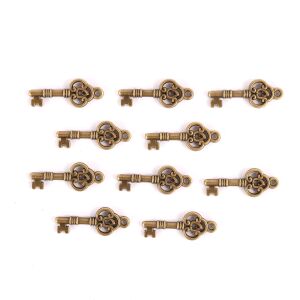 Antik bronz kulcs díszek ékszerkészítéshez, 10db - Fém díszítőelem