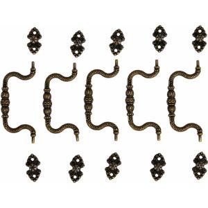 Antik bronz bútorfogantyúk, 90x39 mm, 5 darabos készlet. Dekoratív szekrény vasalat. - Fém díszítőelem