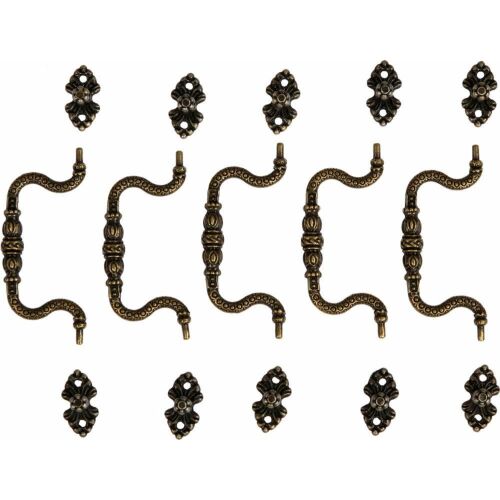 Antik bronz bútorfogantyúk, 90x39 mm, 5 darabos készlet. Dekoratív szekrény vasalat.