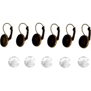 Fém fülbevaló alap lencsével, 12 mm (3 pár/csomag) - bronz