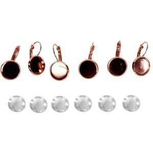 Fém fülbevaló alap lencsével, 14 mm (3 pár/csomag) - rózsaarany