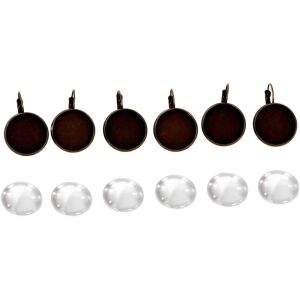 Fém fülbevaló alap lencsével, 20 mm (3 pár/csomag) - bronz