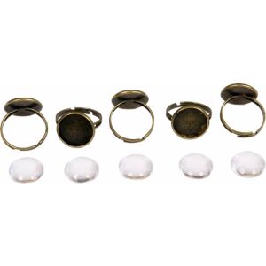 Fém gyűrűalap 14 mm-es lencsével, 5 darabos készlet ékszerkészítéshez - Fém díszítőelem