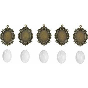 Fém medál lencsével, 18x25 mm (5db/csomag)