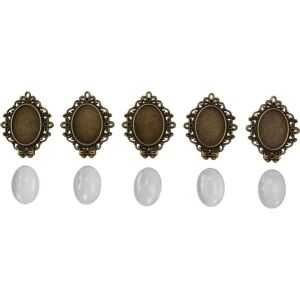 Fém medál lencsével, 18x25 mm (5db/csomag)