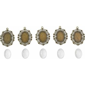 Fém medál lencsével, 18x25 mm (5db/csomag)