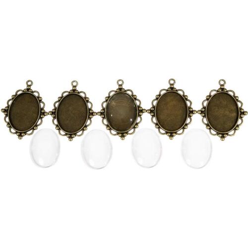 Fém medál lencsével, 30x40 mm (5db/csomag)