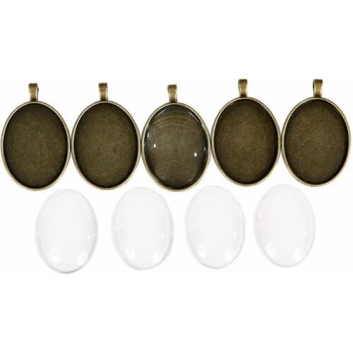 Fém medál lencsével, 30x40 mm, 5 db-os készlet