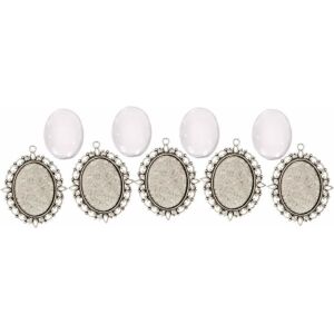 Fém medál lencsével, 30x40 mm (5db/csomag) - ezüst 137412532 - Fém díszítőelem