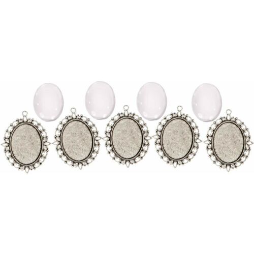 Fém medál lencsével, 30x40 mm (5db/csomag) - ezüst 137412532