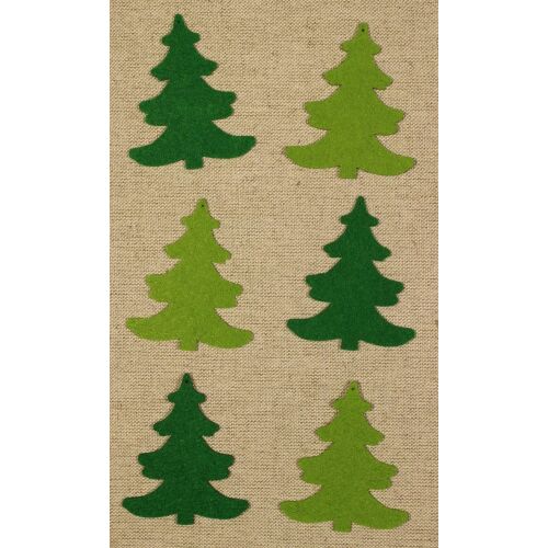 Filc karácsonyfa díszek, zöld filcfa formák kézműveskedéshez, ünnepi dekorációk