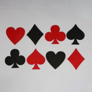 Filcfigura Kártyajel formák - Szív, Káró, Treff, Pikk - Közepes méret - Filcfigura
