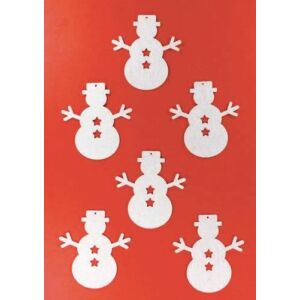 Filcfigura - Hóember csillagos (6 db/cs, átm. kb.: 6 cm)