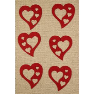Filcfigura Piros Filc Szív Kivágások, Közepes Méret, 6 Darab - Filcfigura