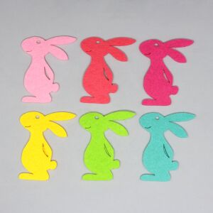 Színes filc nyuszi figurák húsvéti kézműveskedéshez és dekorációkhoz - Filcfigura