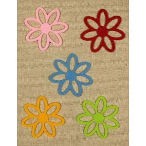 Filcfigura Virág Kivágott Filc Alakok, Válogatott Színek, 5 db - Filcfigura