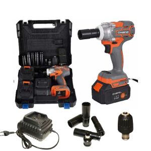 Haina HM-6499 Ütvecsavarozó 2x48V, 680Nm, Fúrótokmánnyal és 17, 19, 21, 22 mm Dugókulcsokkal 137414021 - Légkulcs