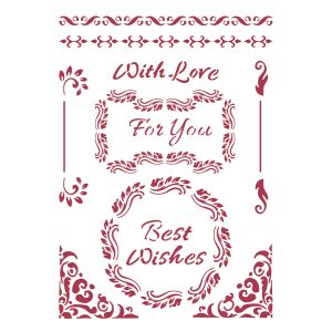 Stencil G 21x29,7 cm - Karácsonyi üdvözletek sablon DIY kézműveskedéshez, kártyakészítéshez, scrapbookhoz - Rajzsablon