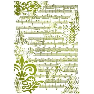 G méretű sablon 21x29,7 cm kottával és virágmintával - Rajzsablon