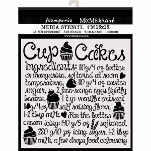 Stamperia Muffin Sablon 18x18 cm Cupcake Recepttel - Iskolakezdés, iskolaszer
