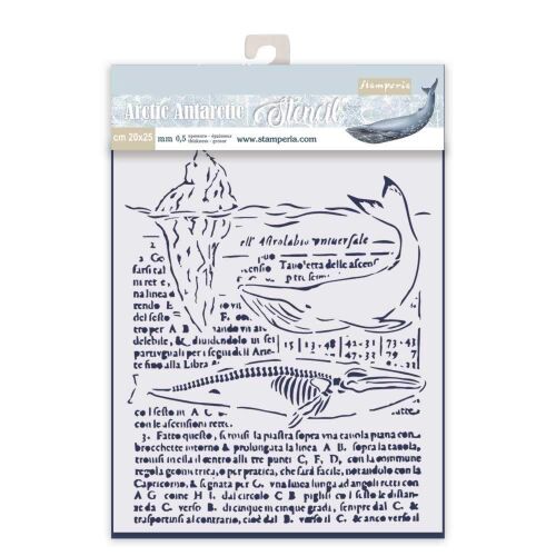 Stamperia Arctic Antarctic Stencil, Bálna design, 20x25 cm kézműves és művészeti projektekhez