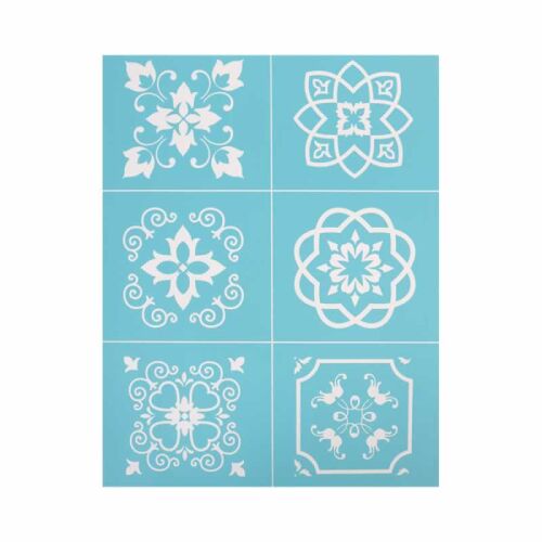 Szita-stencil csempe minta sablon, 215x275mm, kézműves és lakberendezési célokra