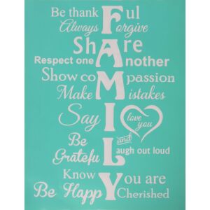 Szita-stencil Family sablon textilhez, fához és vászonhoz, családi témájú szavakkal - Rajzsablon