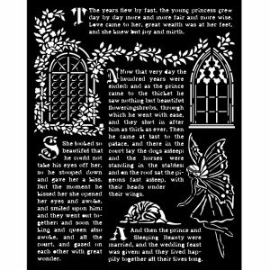 Csipkerózsika ablak stencil, 20x25 cm, újrafelhasználható sablon festéshez, rajzoláshoz és vegyes technikájú művészeti projektekhez - Rajzsablon