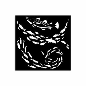 Vastag stencil 12x12 cm - Silent Sea hal design. Kézműves sablon halminták festéséhez. - Rajzsablon