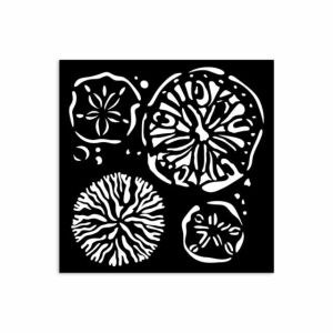 Vastag 12x12 cm-es sablon Silent Sea szivacsok mintával - Rajzsablon