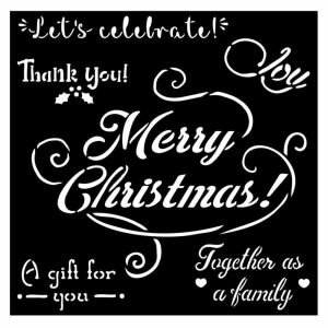 Vastag stencil cm 18X18 - Christmas Merry Christmas
