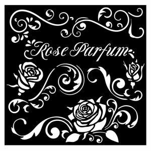 Vastag stencil cm 18X18 - Rose Parfum borders