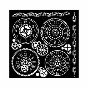 Vastag stencil cm 18X18 - Voyages Fantastiques gears