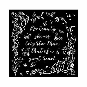 Vastag 18x18 cm-es sablon erdei kerettel, levelekkel és idézettel a szépségről és a jó szívről. - Iskolakezdés, iskolaszer