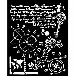 Alterego kulcs és számok sablon, 20x25 cm, vastag stencil kézműves és mixed media projektekhez - Rajzsablon