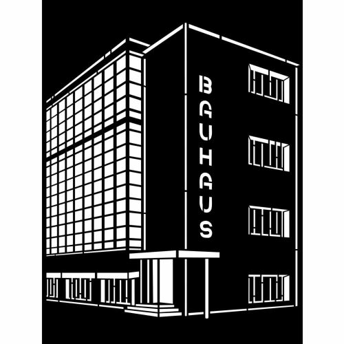Bauhaus épület sablon, 20x25 cm, vastag stencil művészeti projektekhez