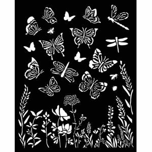 Vastag stencil cm 20X25 - Lavender butterflies