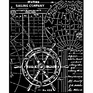 Vastag stencil 20x25 cm - Songs of the Sea kormánylapát minta. Tengerészeti témájú sablon kézműveskedéshez és dekorációhoz. - Rajzsablon