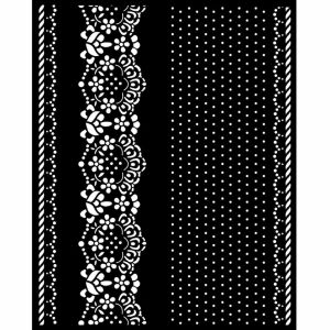 Vastag stencil 20x25 cm napraforgó, művészeti szegélyek és csipke mintával - Rajzsablon