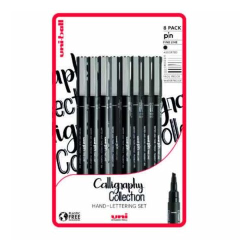 UNI PIN 8 darabos rajzmarker készlet "Calligraphy"