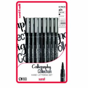 UNI PIN 8 darabos Kalligráfia marker készlet kézíráshoz, finom vonalú rajzoláshoz és művészi alkotásokhoz - Posca