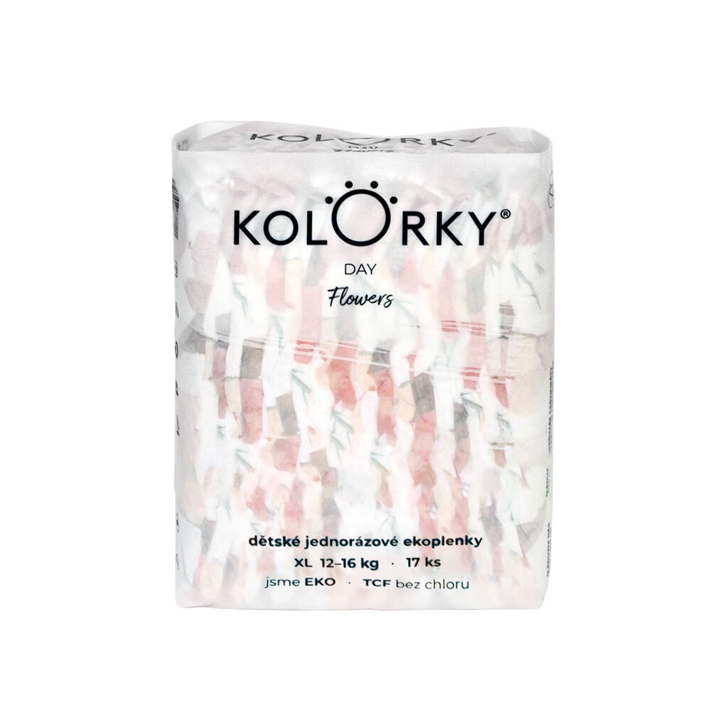 E-shop KOLORKY DAY Jednorazové ekologické plienky, veľkosť XL kvety (12-...