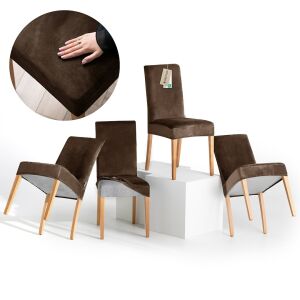 RESTILO SENTO barna székhuzatok, 4 darabos szett, klasszikus stílus - Bútorhuzat