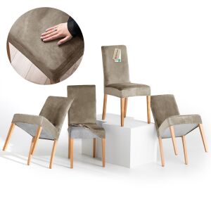 RESTILO SENTO beżowy pokrowiec na krzesło, styl klasyczny, zestaw 4 szt. - Projektowanie wnętrz