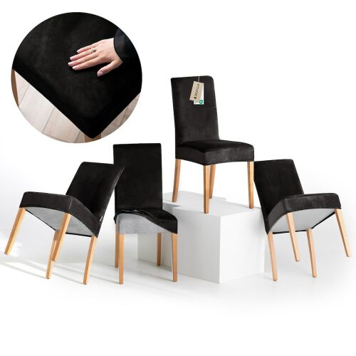 RESTILO SENTO schwarzer Stuhlbezug, klassischer Stil, 4er Set