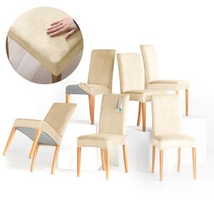 RESTILO SENTO jasnobeżowe pokrowce na krzesła, styl klasyczny, zestaw 6 sztuk - Tekstylia domowe