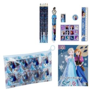 Disney Die Eiskönigin Schreibwaren Set mit Federmäppchen, Stiften, Lineal, Radiergummi, Spitzer, Aufklebern - Schreibwaren-Sets