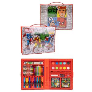 Marvel 43-teiliges Zeichenset im Tragekoffer mit Markern, Buntstiften, Wachsmalstiften und Wasserfarben - Schreibwaren-Sets
