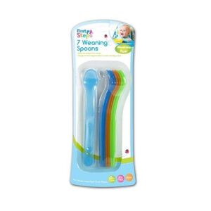 First Steps 7-teiliges Entwöhnungslöffel-Set, entwickelt für Babys erste feste Nahrung, lange Griffe für einfache Fütterung - Füttern