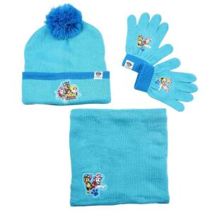 Nickelodeon Paw Patrol Winterset: blaue Strickmütze, Schal und Handschuhe für Kinder 3-6 Jahre - Kindermützen, Sets